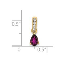 14K Pear Rhodolite Garnet and Diamond Pendant