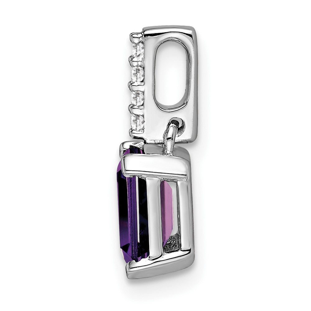 14K White Gold Amethyst and Diamond Pendant