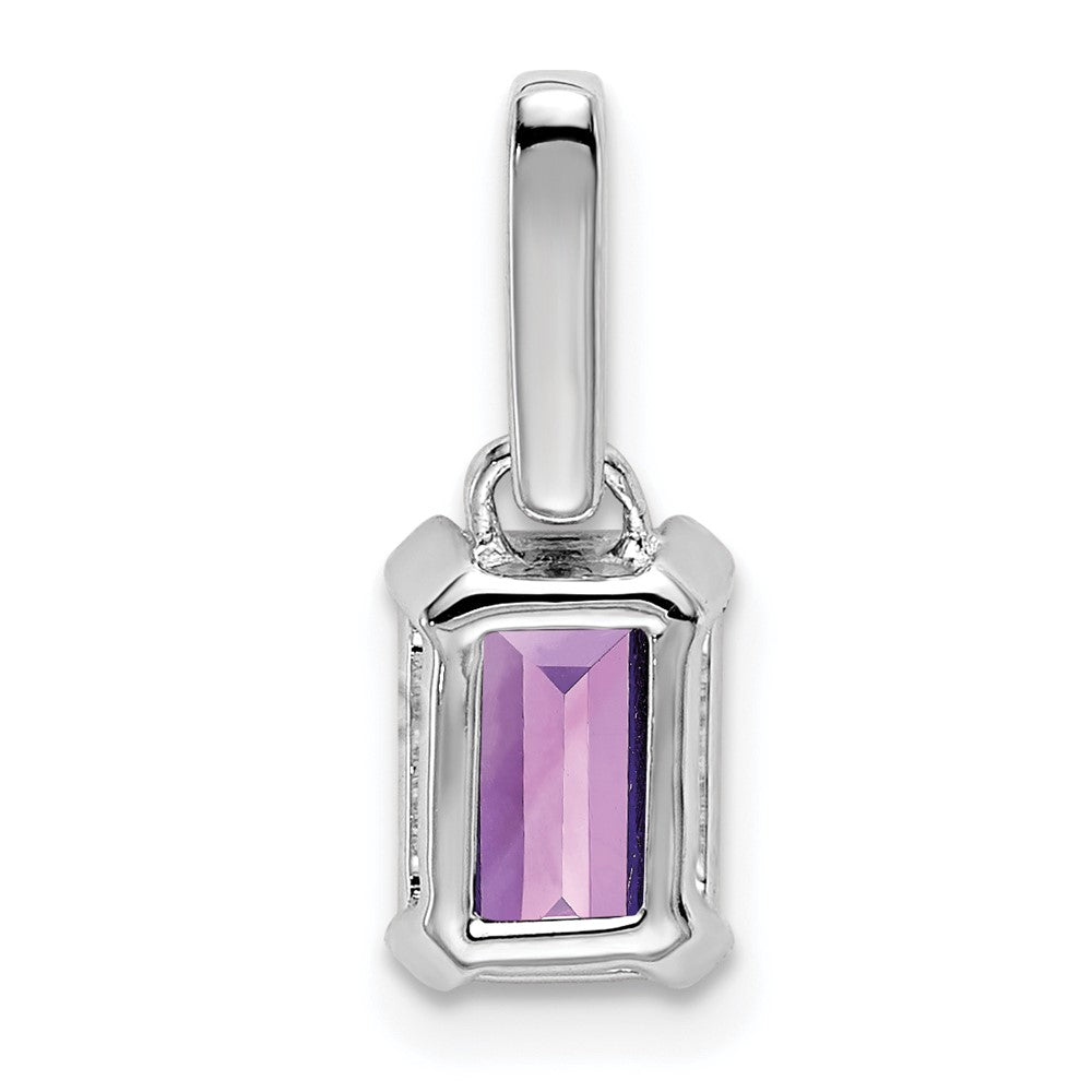 14K White Gold Amethyst and Diamond Pendant