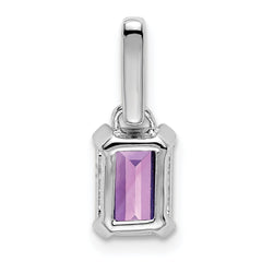 14K White Gold Amethyst and Diamond Pendant