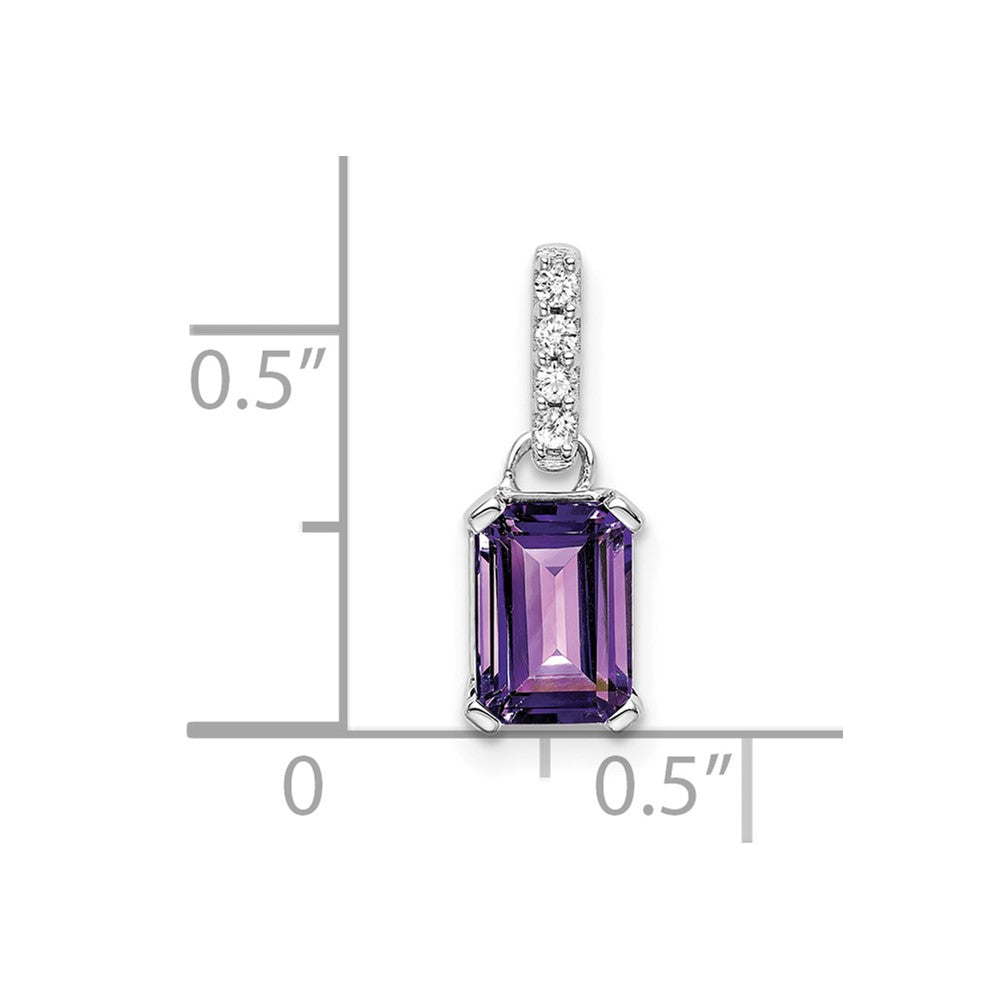 14K White Gold Amethyst and Diamond Pendant