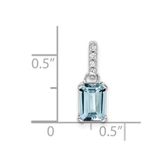 14K White Gold Aquamarine and Diamond Pendant