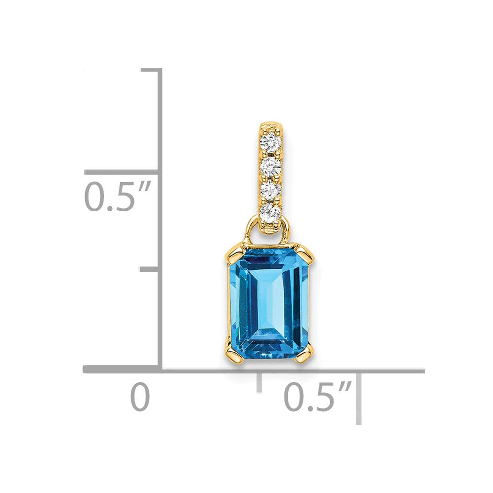 14K Blue Topaz and Diamond Pendant