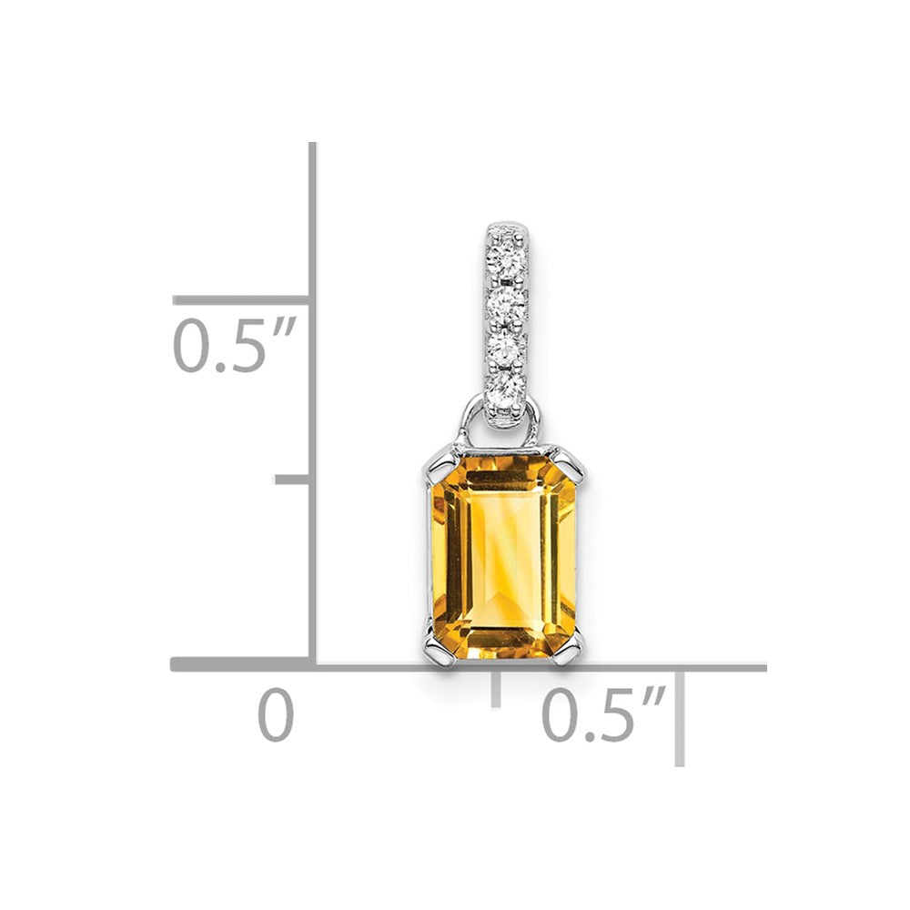 14K White Gold Citrine and Diamond Pendant