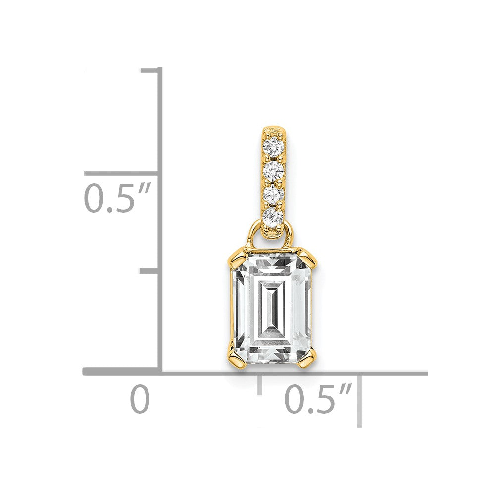 14K White Topaz and Diamond Pendant