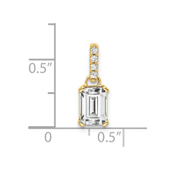 14K White Topaz and Diamond Pendant