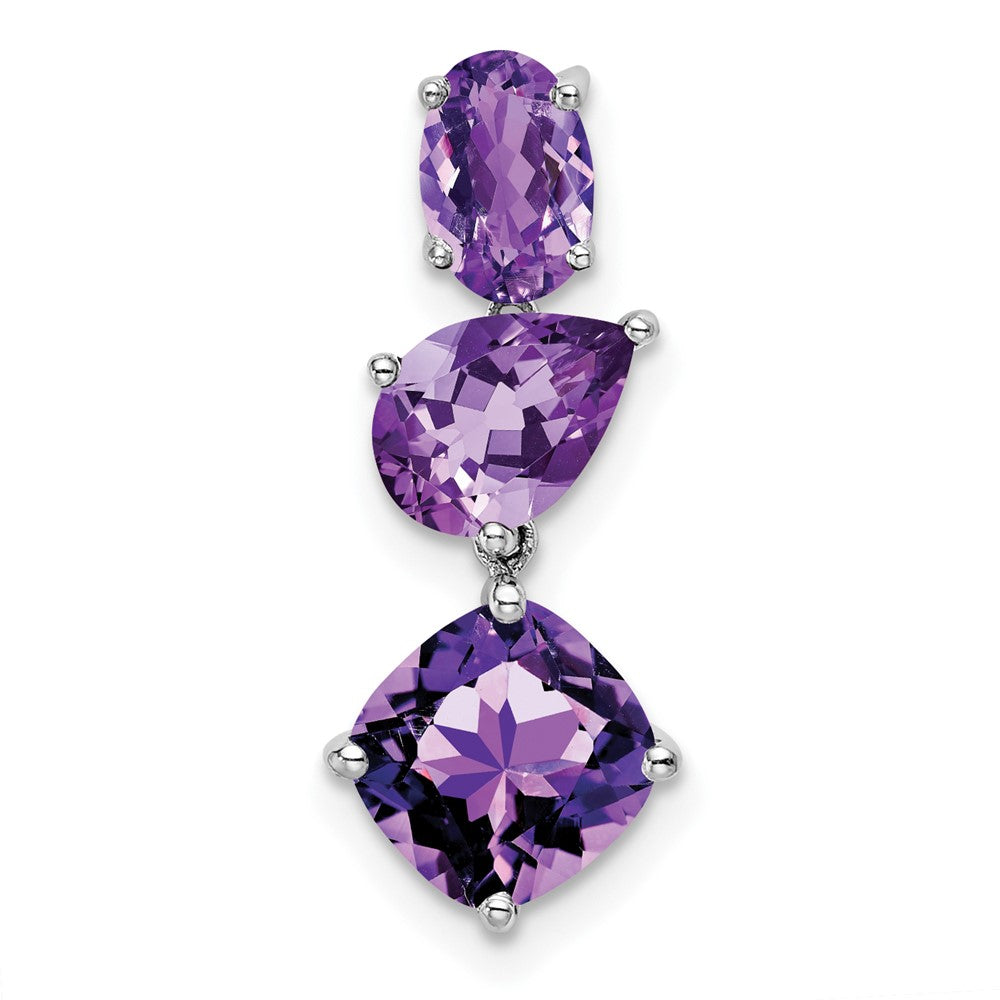 14k White Gold Amethyst Chain Slide - 2