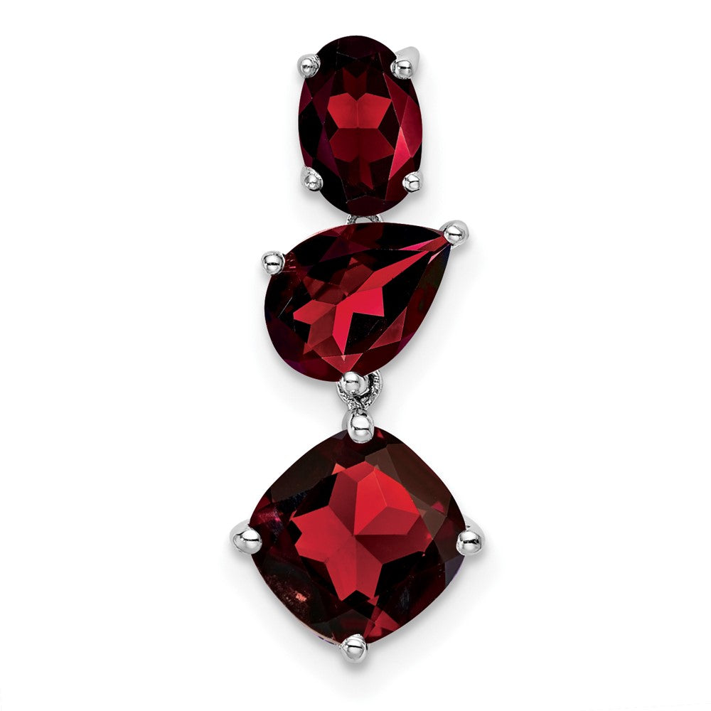 14k White Gold Garnet Chain Slide - 2