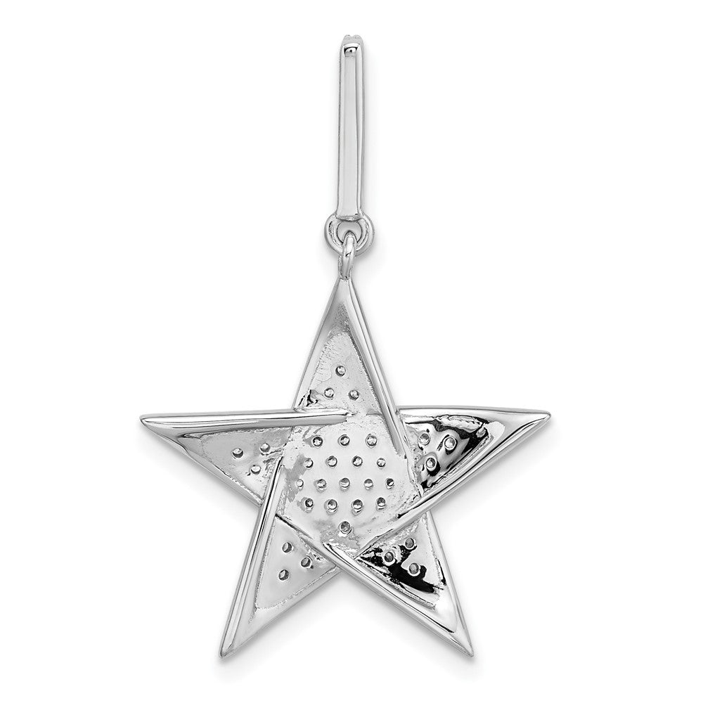 14k White Gold Polished Diamond Star Pendant