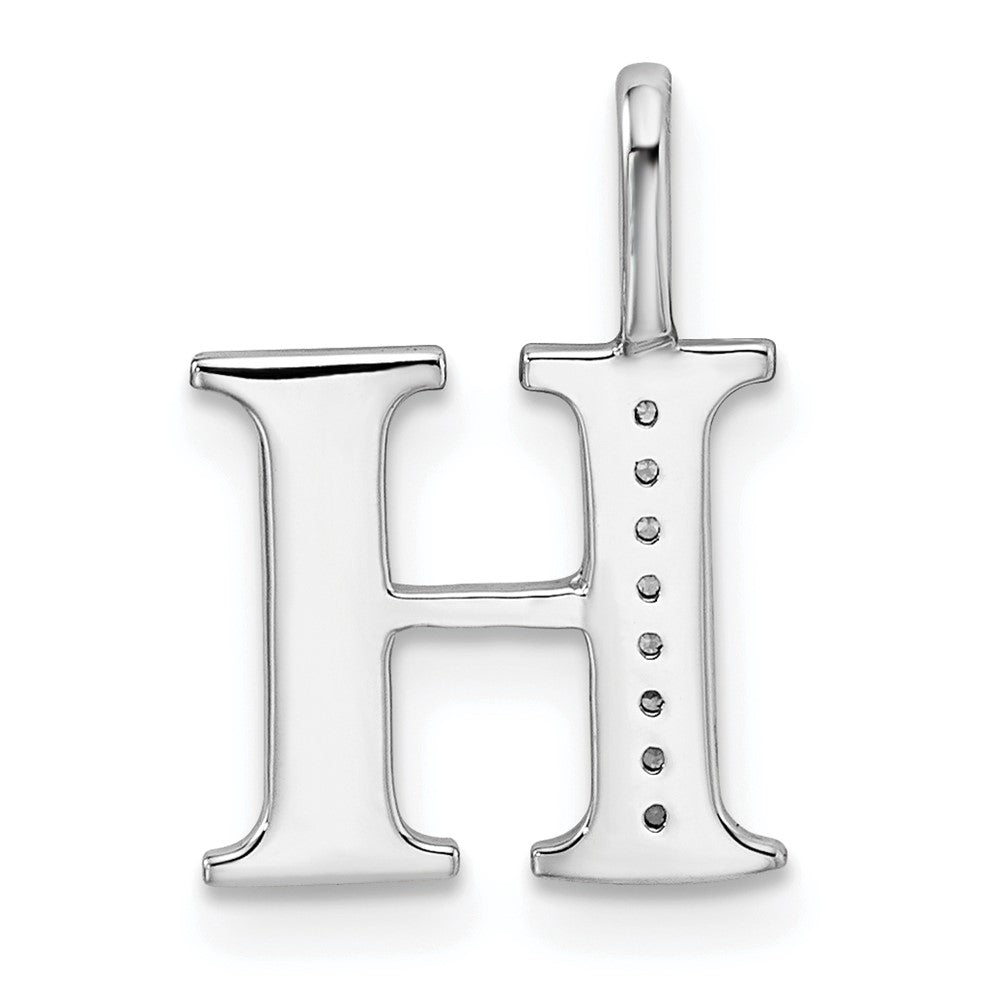 14K White Gold Diamond Letter H Initial Pendant