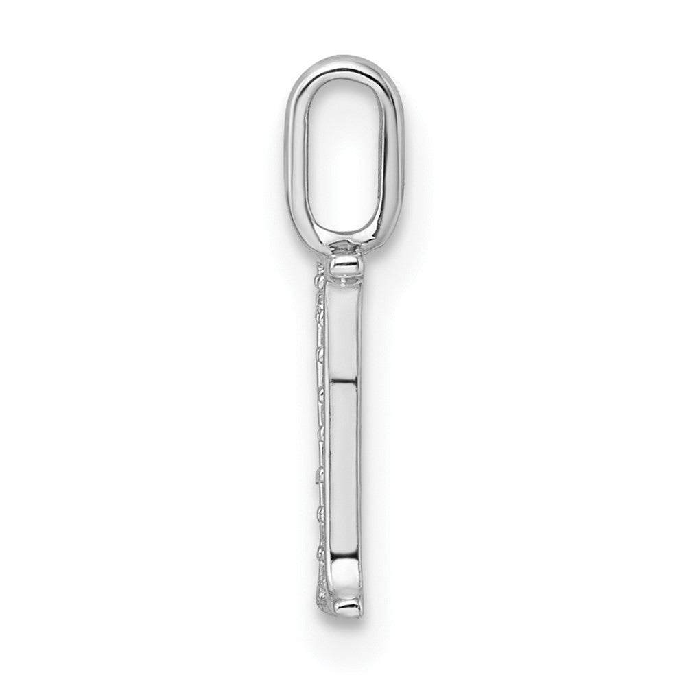 14K White Gold Diamond Letter I Initial Pendant - 5