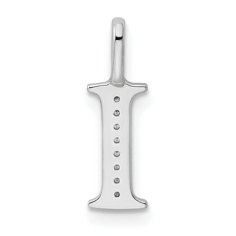 14K White Gold Diamond Letter I Initial Pendant - 5