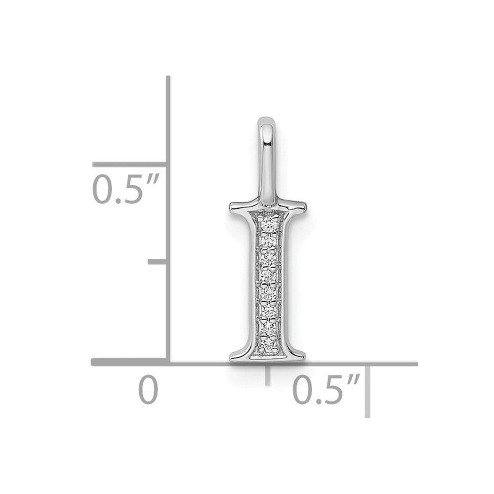 14K White Gold Diamond Letter I Initial Pendant - 5