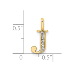 14K Diamond Letter J Initial Pendant - 3