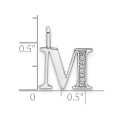 14K White Gold Diamond Letter M Initial Pendant - 2