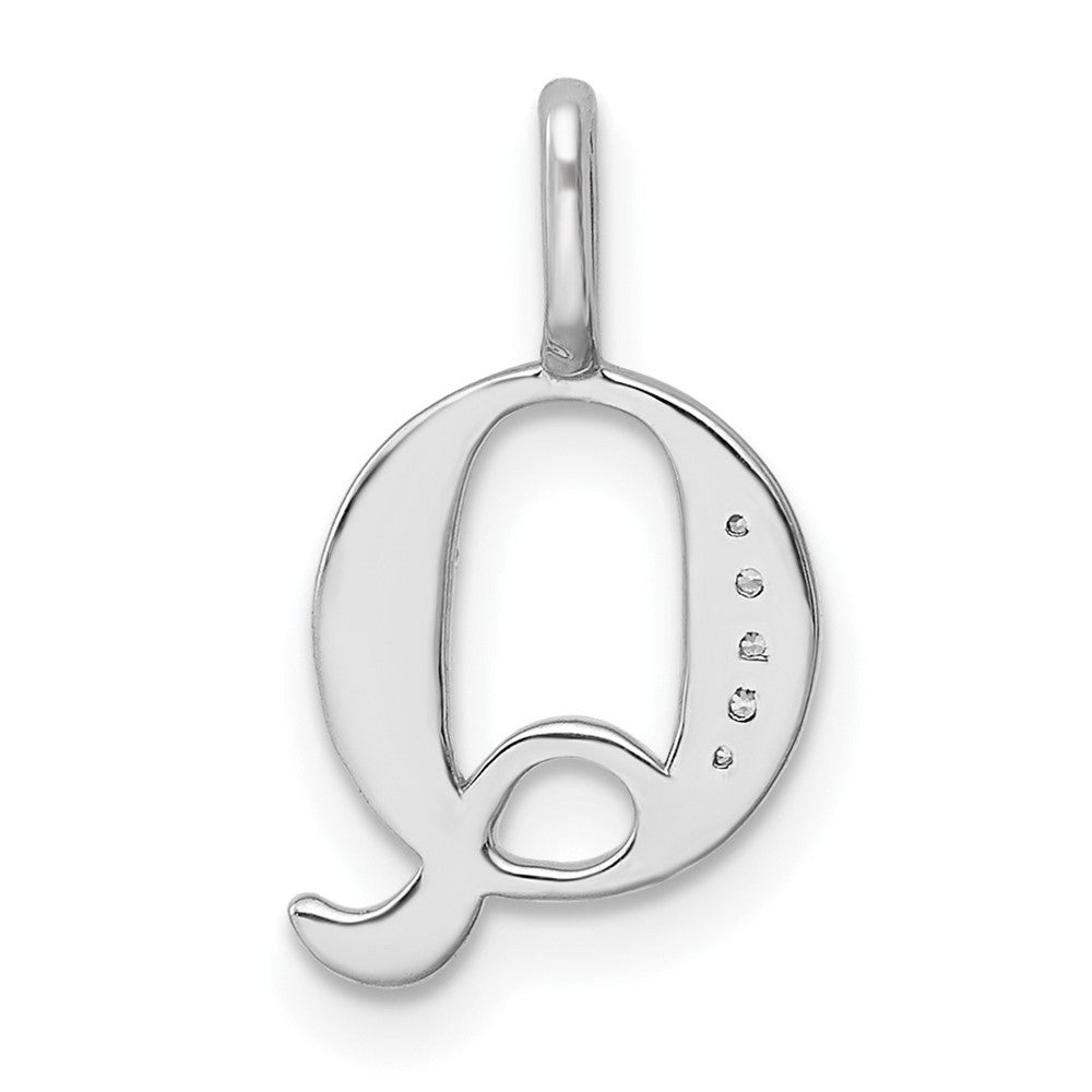 14K White Gold Diamond Letter Q Initial Pendant - 3