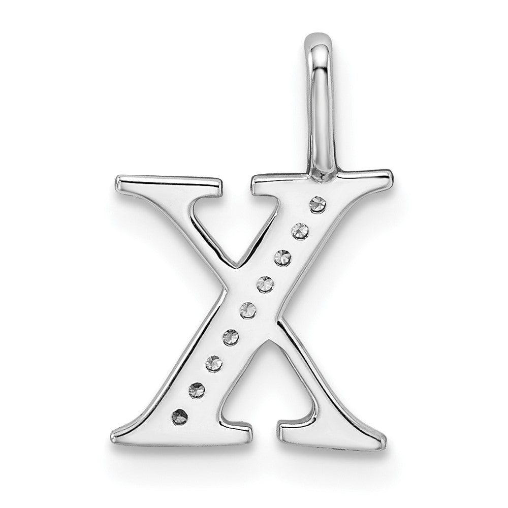 14k White Gold Diamond Letter X Initial Pendant
