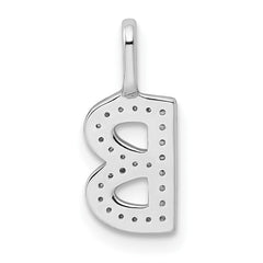 14K White Gold Diamond Letter B Initial Pendant