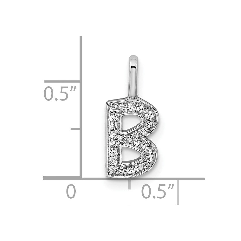 14K White Gold Diamond Letter B Initial Pendant