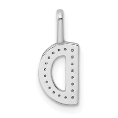 14K White Gold Diamond Letter D Initial Pendant