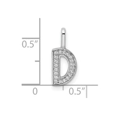 14K White Gold Diamond Letter D Initial Pendant