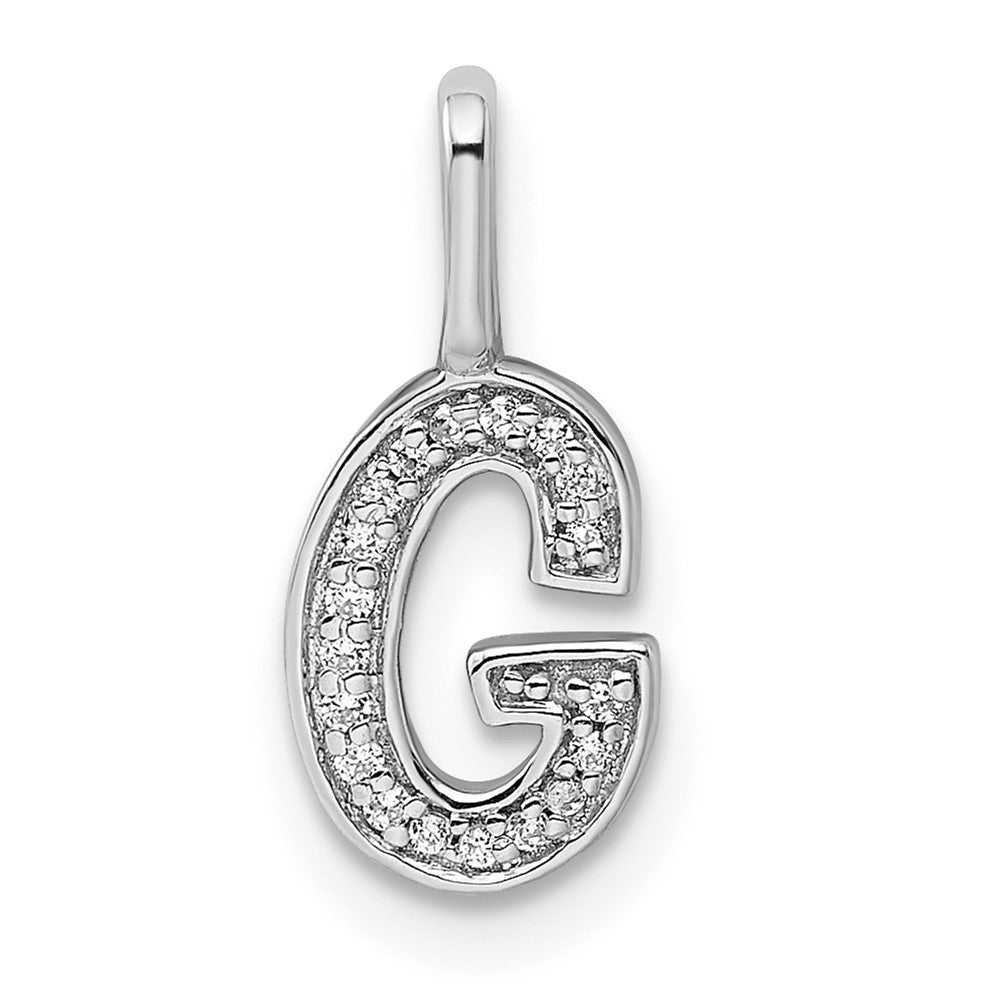 14K White Gold Diamond Letter G Initial Pendant - 2