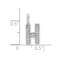 14K White Gold Diamond Letter H Initial Pendant - 2
