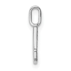 14K White Gold Diamond Letter J Initial Pendant - 2