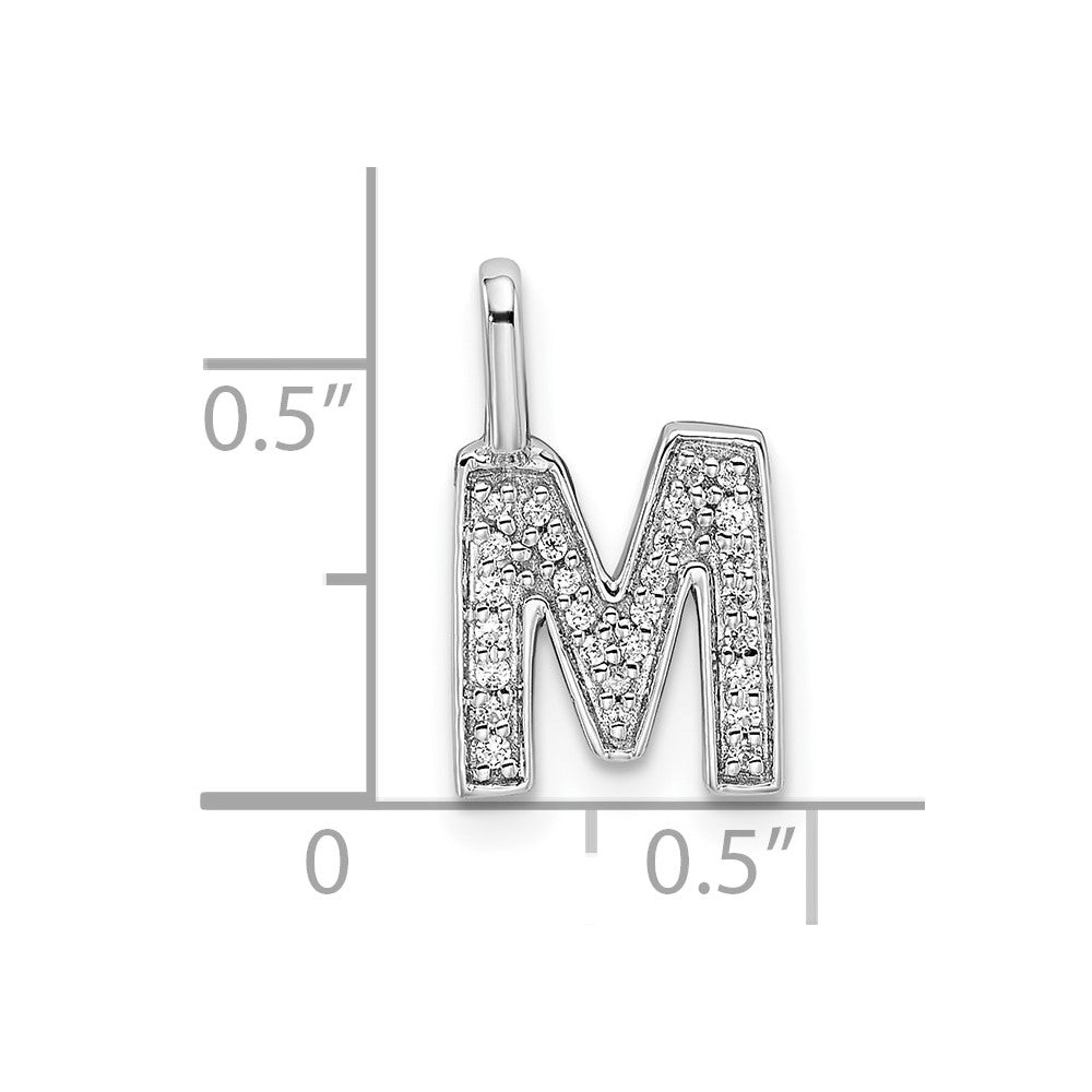 14K White Gold Diamond Letter M Initial Pendant - 4