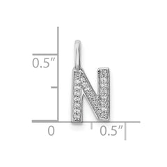 14K White Gold Diamond Letter N Initial Pendant - 2