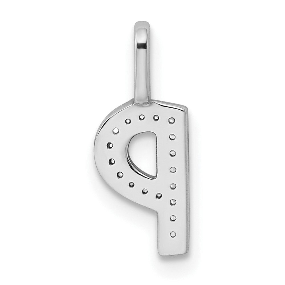 14K White Gold Diamond Letter P Initial Pendant - 5