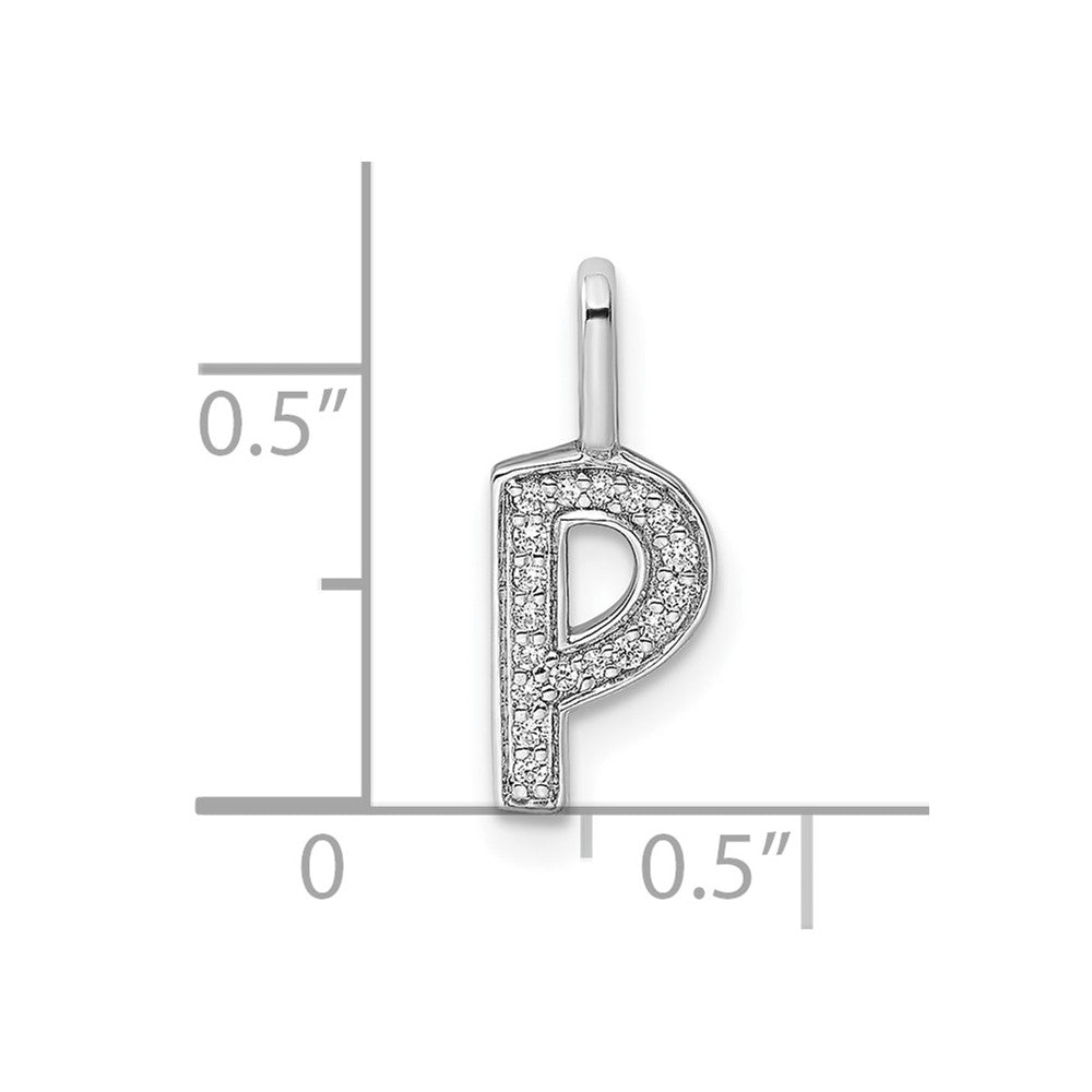 14K White Gold Diamond Letter P Initial Pendant - 5