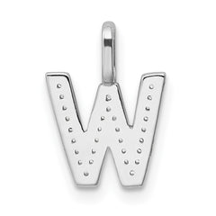 14K White Gold Diamond Letter W Initial Pendant