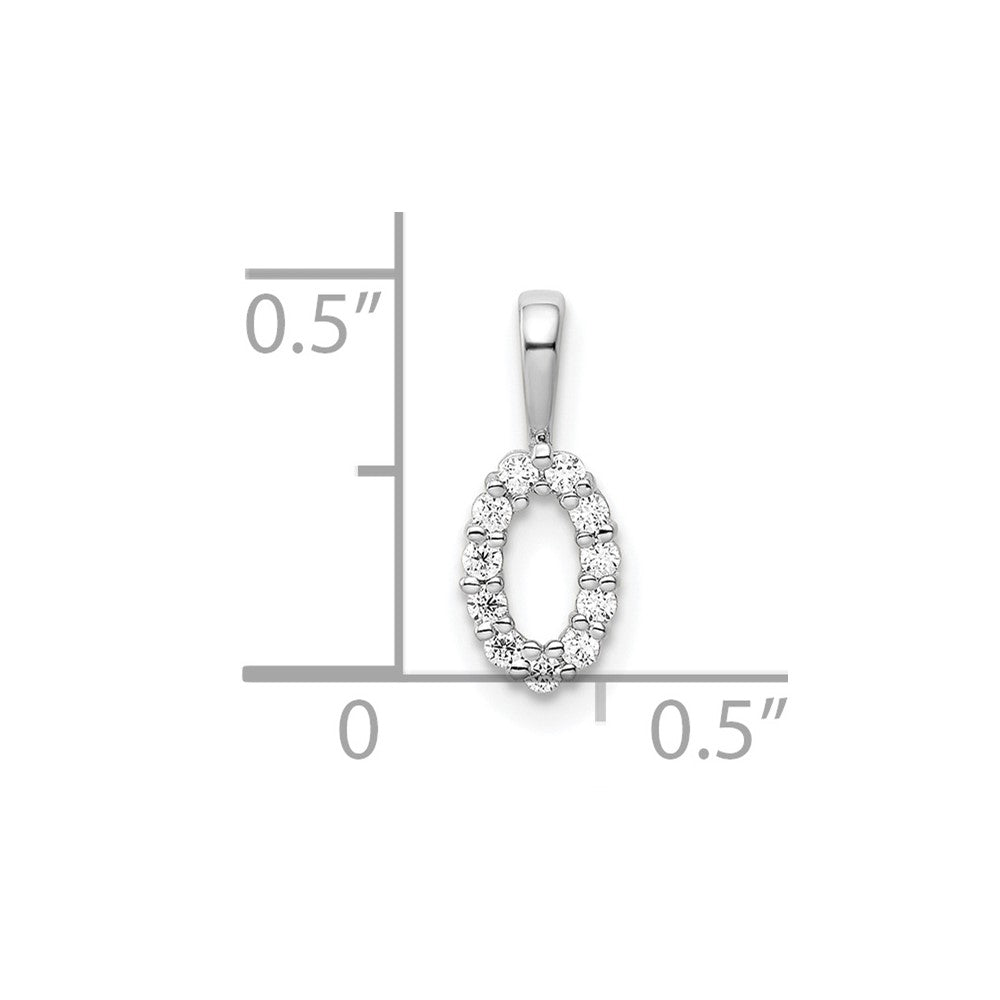 14k White Gold Diamond Number 0 Pendant - 2