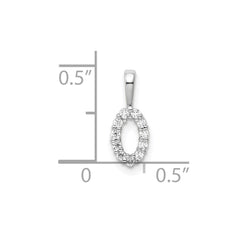 14k White Gold Diamond Number 0 Pendant - 2