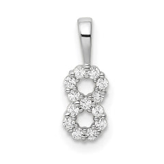 14k White Gold Diamond Number 8 Pendant