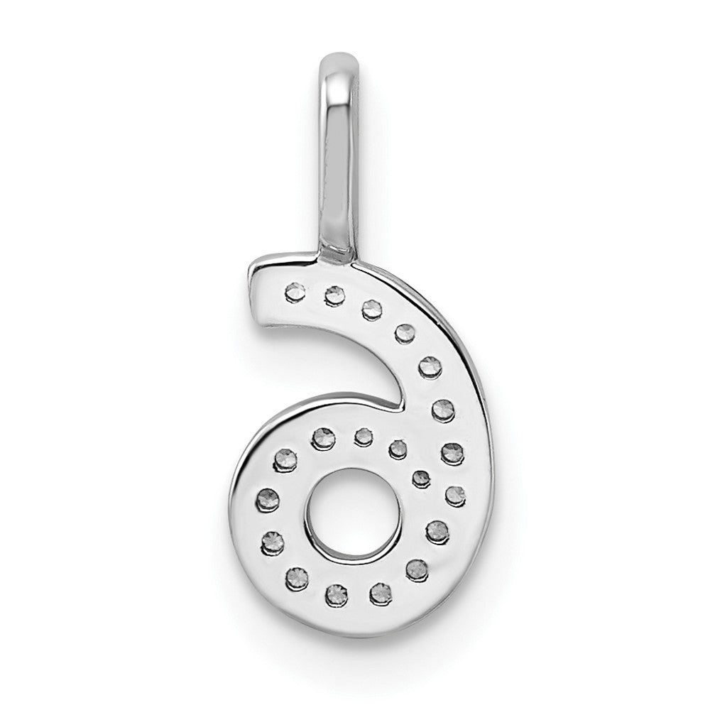 14k White Gold Diamond Number 6 Pendant - 2