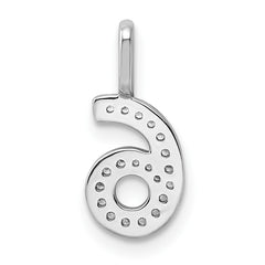 14k White Gold Diamond Number 6 Pendant - 2