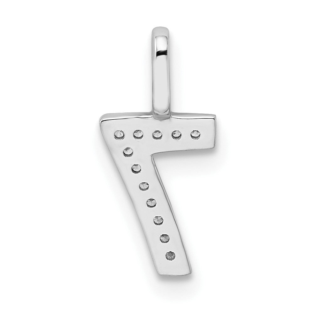 14k White Gold Diamond Number 7 Pendant - 2