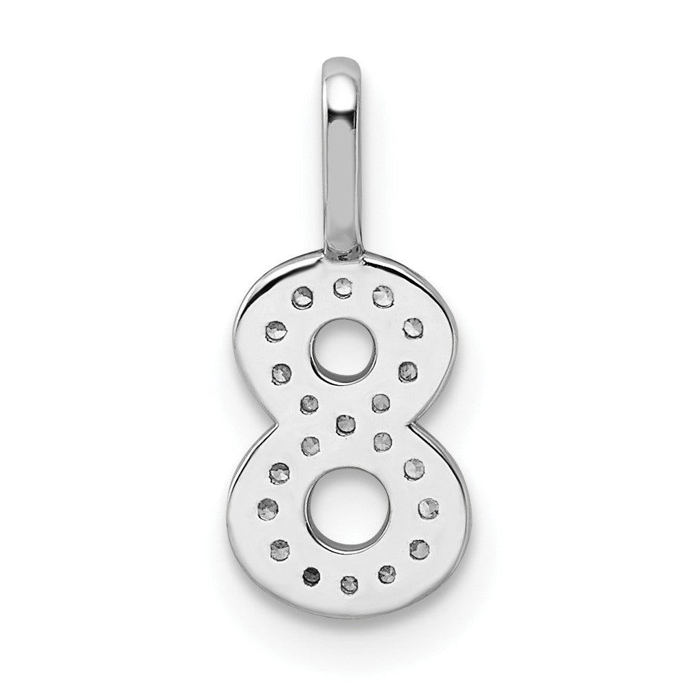 14k White Gold Diamond Number 8 Pendant - 2