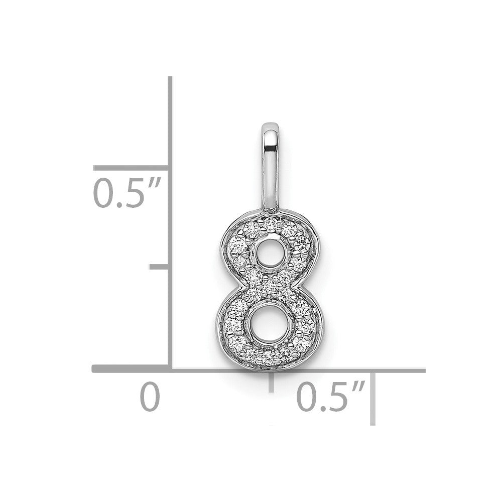 14k White Gold Diamond Number 8 Pendant - 2
