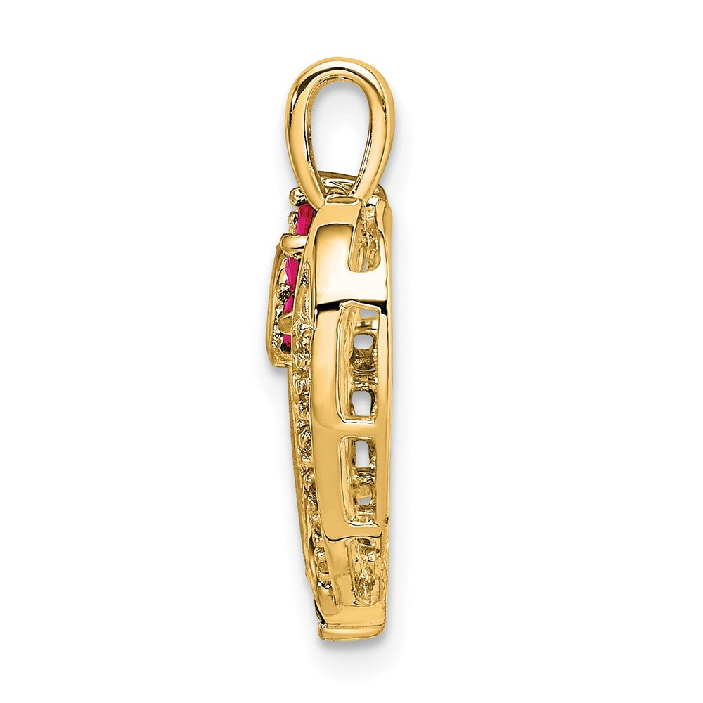 14k Yellow Gold Ruby and Diamond Heart Pendant