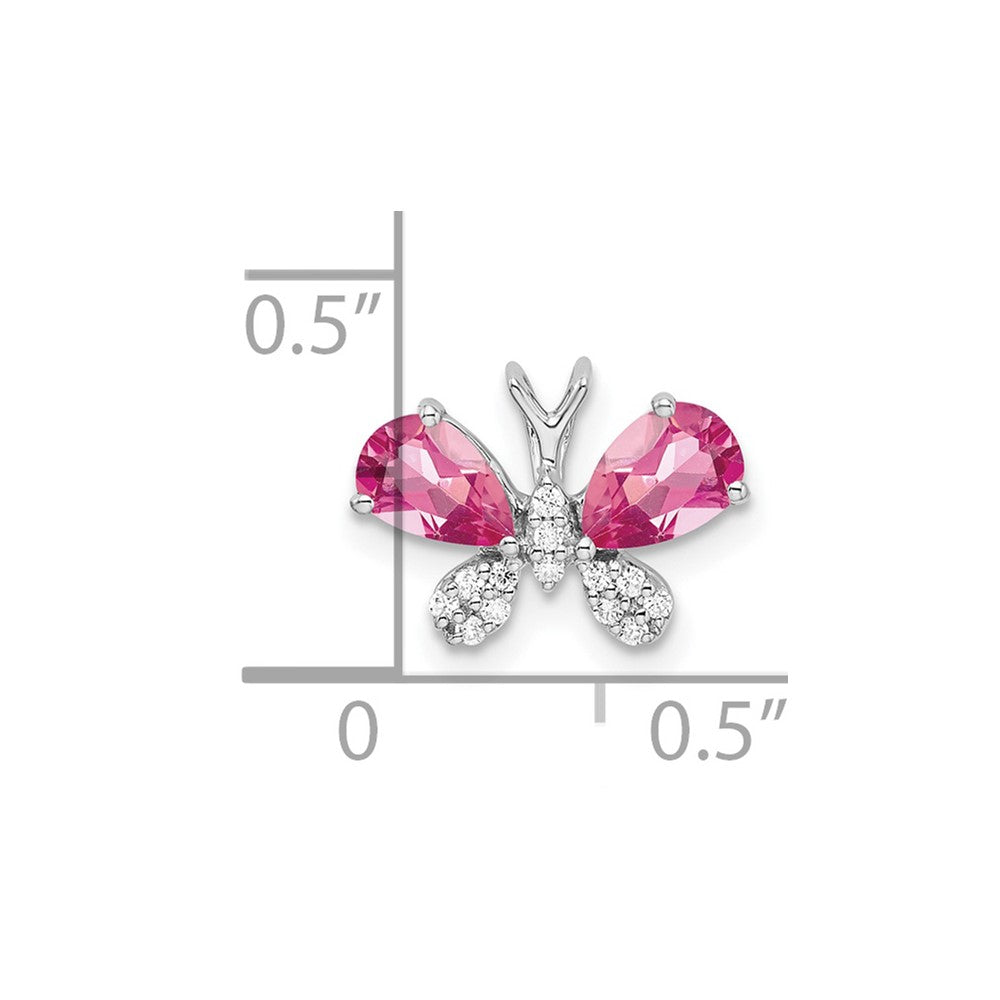14k White Gold Pink Tourmaline & Diamond Butterfly Chain Slide