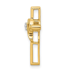 14k Polished Cross with Heart Diamond Chain Slide