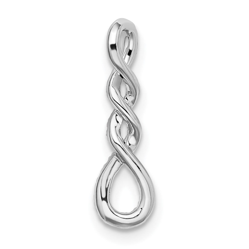 14k White Gold 1/8 carat Diamond Fancy Twist Chain Slide