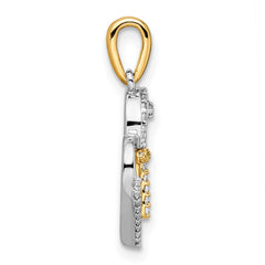 14k Two-tone Heart with Cross Diamond Pendant - 2