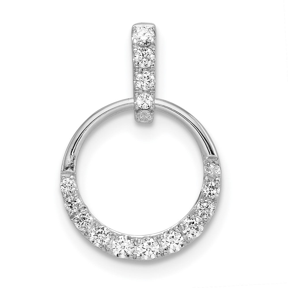 14k White Gold Circle Diamond Pendant