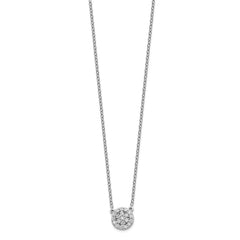 14k White Gold 1/5 carat Diamond Halo Cluster 18 inch Necklace
