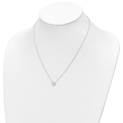 14k White Gold 1/5 carat Diamond Halo Cluster 18 inch Necklace