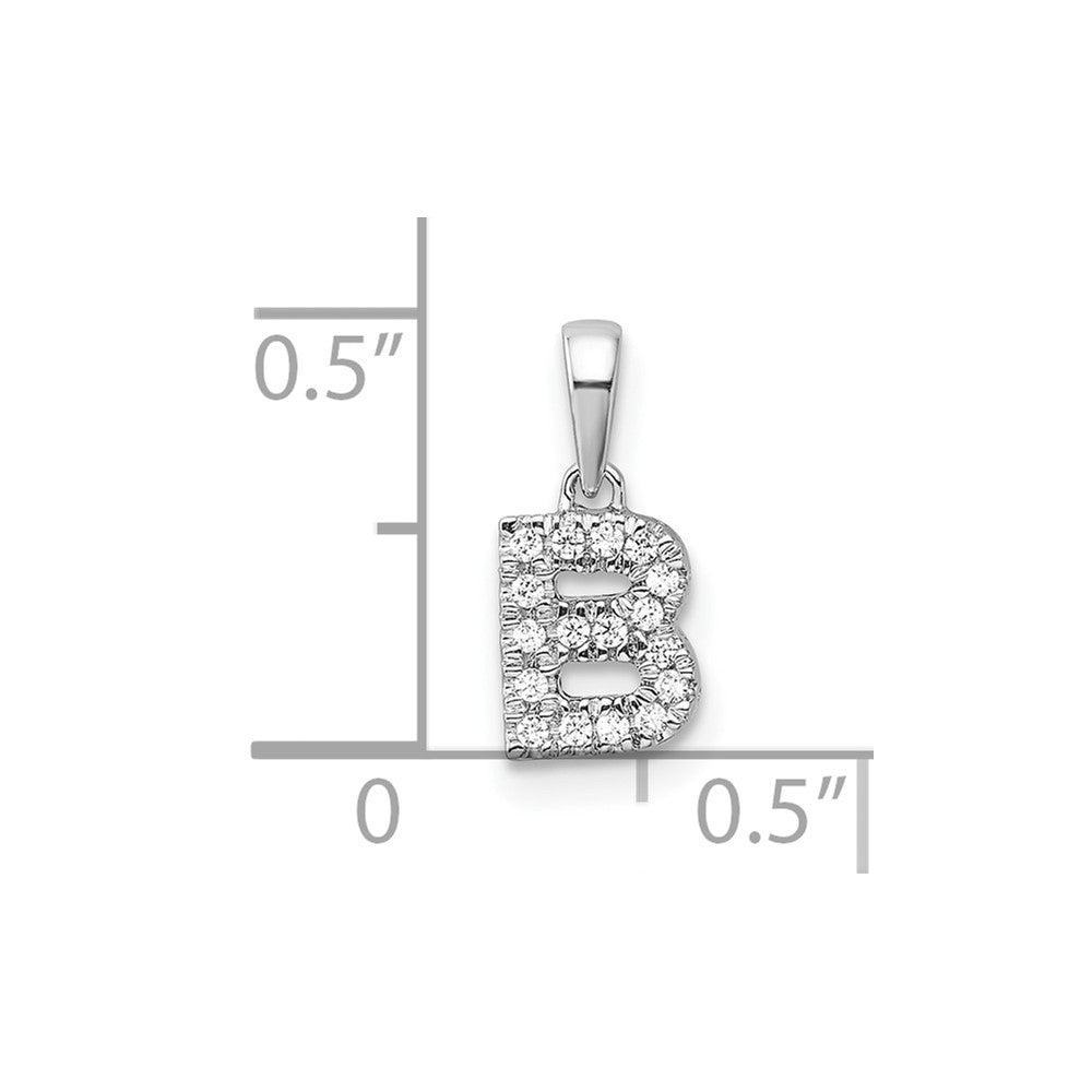 14K  White Gold Diamond Letter B Initial with Bail Pendant